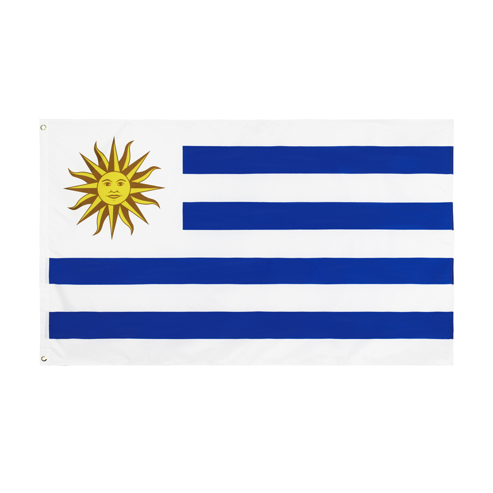 

Uruguay Natinal Flag Retail Direct Factory Wholesale 3x5Fts 90x150cm Polyester Banner Indoor Outdoor Usage Canvas Head with Metal Grommet