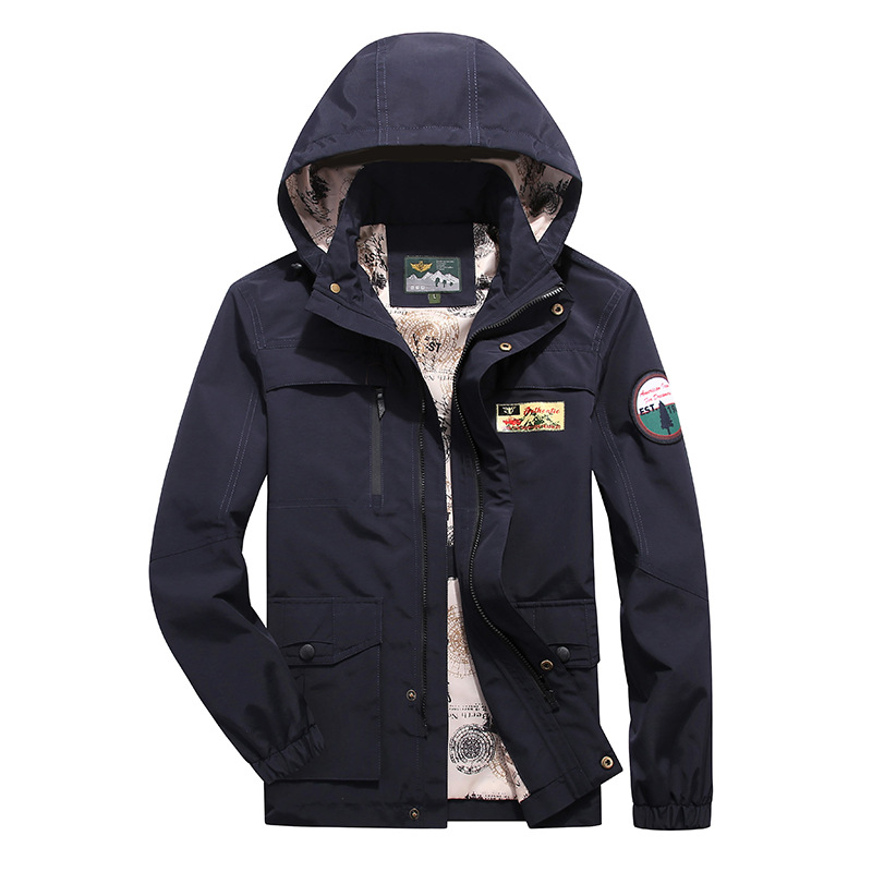 

New Autumn Coat Men Loose Quick-drying Large Size Leisure Sports Outdoor Windbreaker Jacket, Black;brown