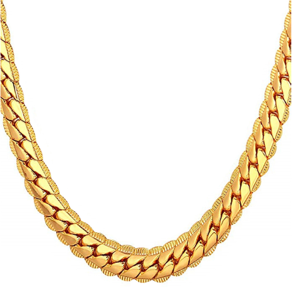 

NAKELULU Men Necklace 18K Gold Plated Chain 6mm Wide Men's and Women's Jewelry, Silver