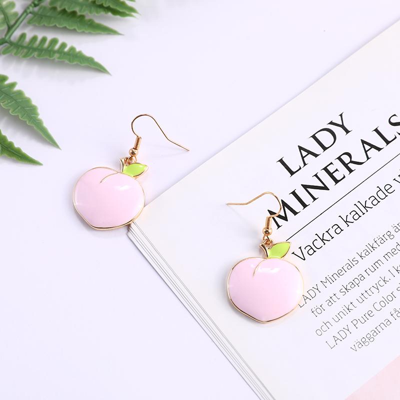 

Dangle & Chandelier Makersland Cute Peach Earrings Sweet Korean Pink Drop For Women Girls Gifts 2021 Design Fruit Summer