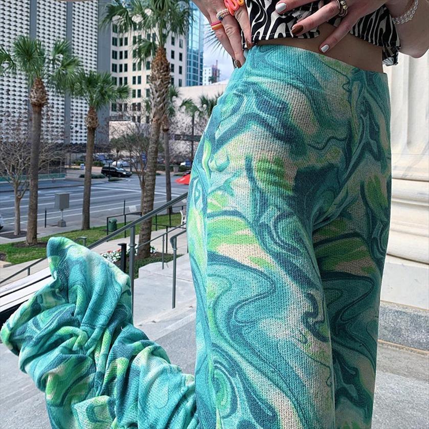 

stacked wide leg green tie womens capri dye y2k fashion outfits sweatpants printed vintage high waist trousers streetwear, Black;white