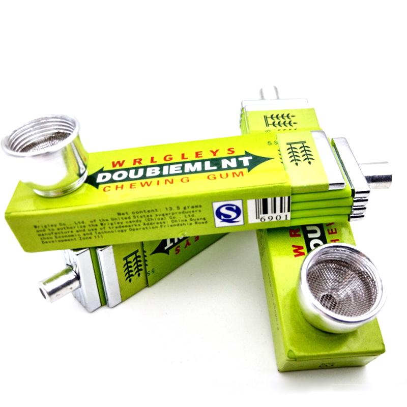 

Chewing gum shape metal pipe Cigarette Smoking pipes Holder Accessories Good Creative Retail/Wholesale Portable scale