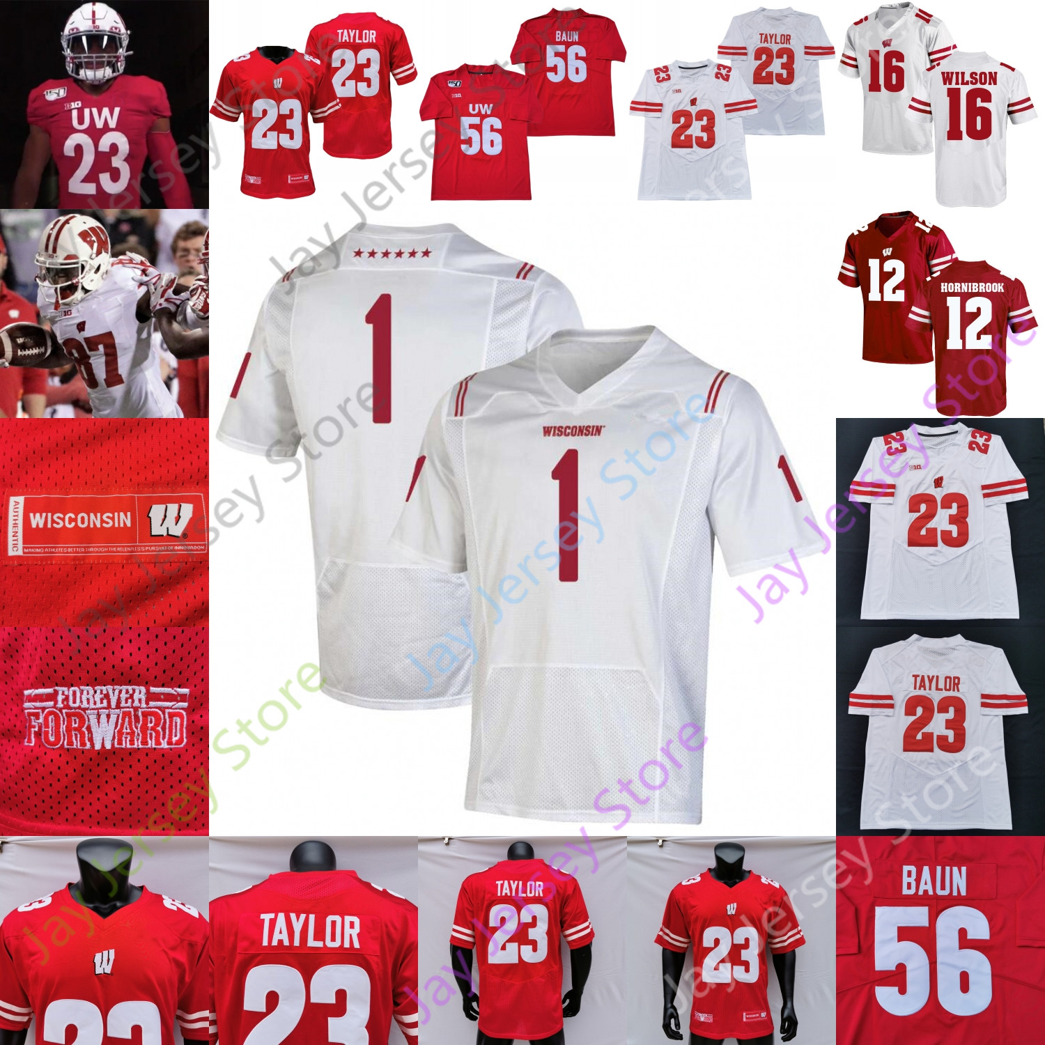 

Wisconsin Badgers Football Jersey NCAA College J.J Watt Russell Wilson Jake Ferguson Danny Davis III Jack Sanborn Graham Mertz Isaac Guerendo Chez Mellusi, Red iv