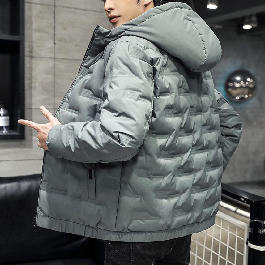 

Men's 2021 new hooded short white duck down Korean handsome winter thickened men's et, Black