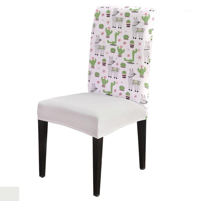 

Chair Covers Dining Room Cover Animal Alpaca Cactus Green Table Chairs For Kitchen Tablecloth Home Decor