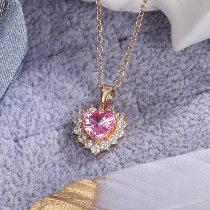 

Pendant Necklaces CAOSHI Exquisite Pink Heart Cubic Zirconia Necklace For Bride Romantic Wedding Neck Jewelry Women Daily Collocation