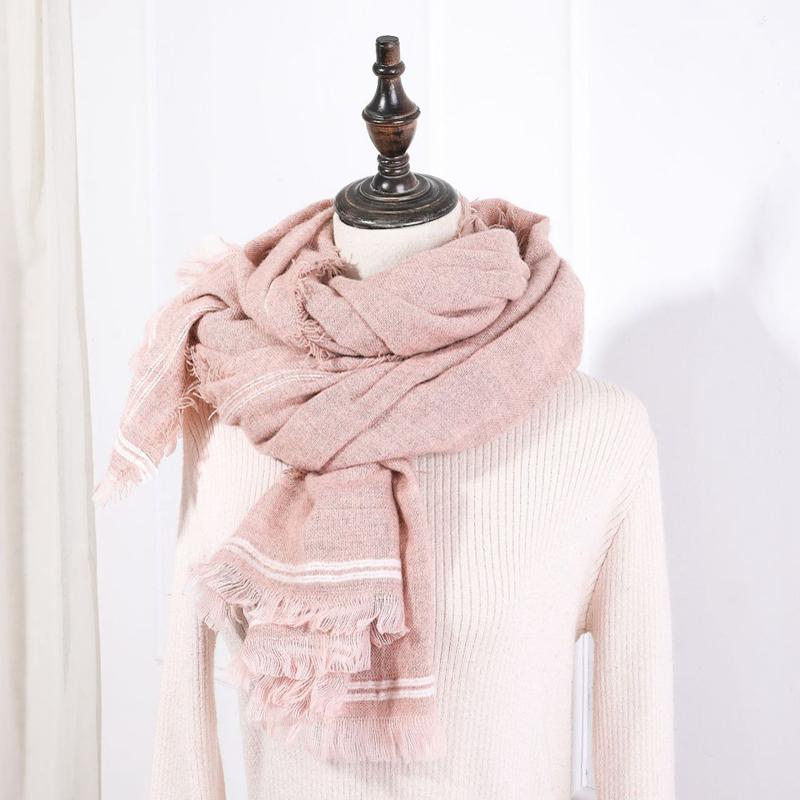 

Scarves Winter Soft Scarf For Women Fashion Keep Warm Frame Pashmina Plain Femme Cashmere Shawls