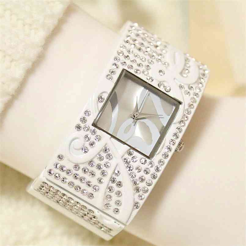 

Diamond Watches Woman Famous Brand Dress Ladies Wrist Fashion Square Women Wristwatch Montre Femme 210707, White