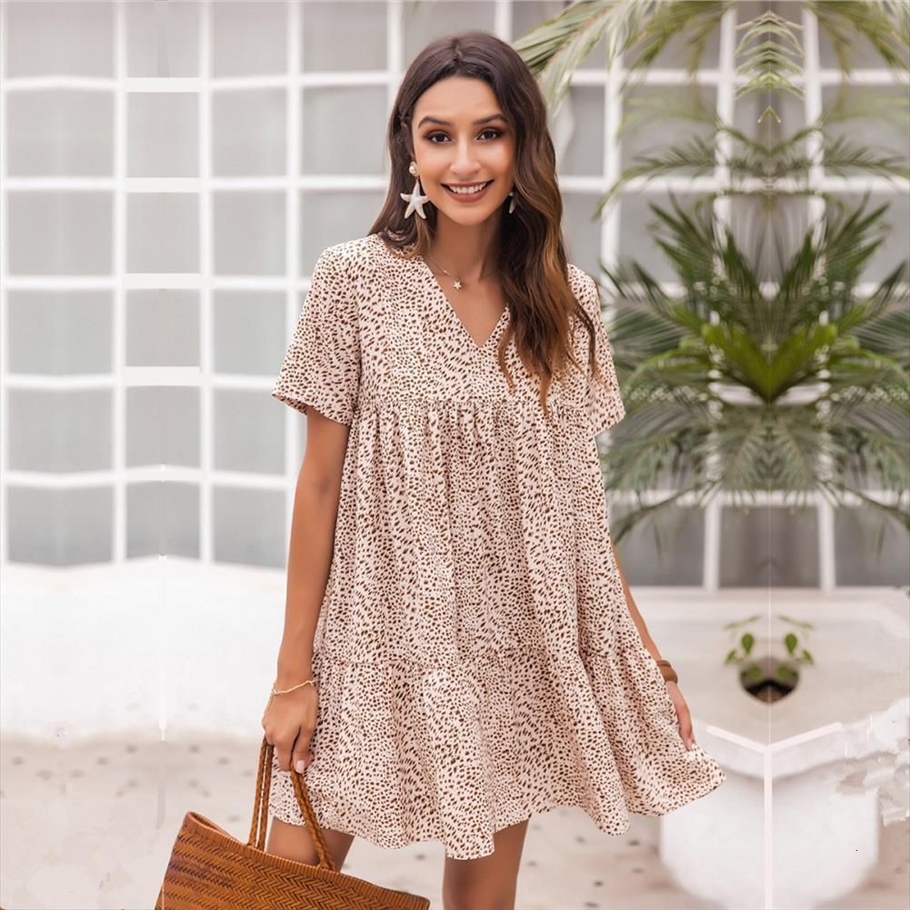 

dot print summer loose womens dress ruffles short v neck casual elegant sundress mini female vestidos, Black;gray