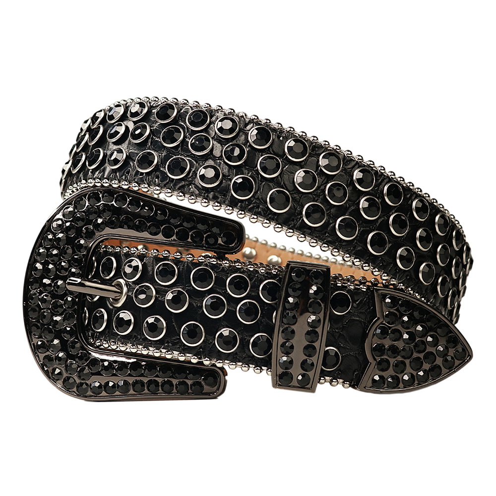 

Vintage Luxury Strap Rhinestones Belt Bling Western Belt Cowgirl Cowboy Studded Belt Leather Male Belts For Men Women Cinto De S, Blue