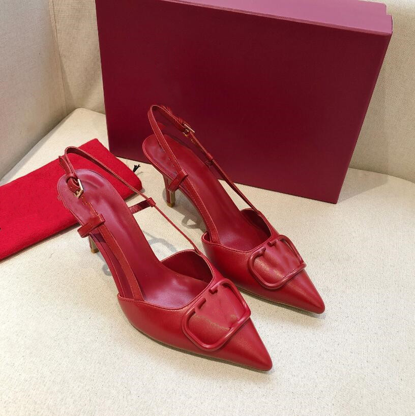 

Slippers Chic Shoes Slingbacks VLogo Slipper Women's Pumps High Heels Clunwear Pointed Ladys, Box