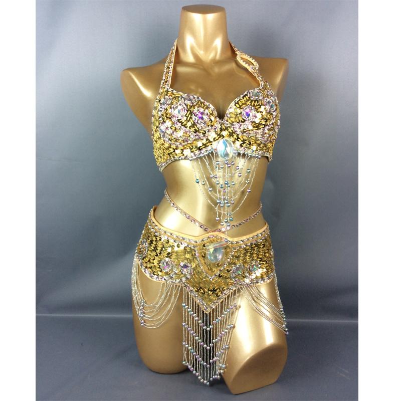 

Stage Wear Women Belly Dancing Suite Belt+bra Samba Costumes Sexy Show Dance Club USA Bra Girl Clothing, Black