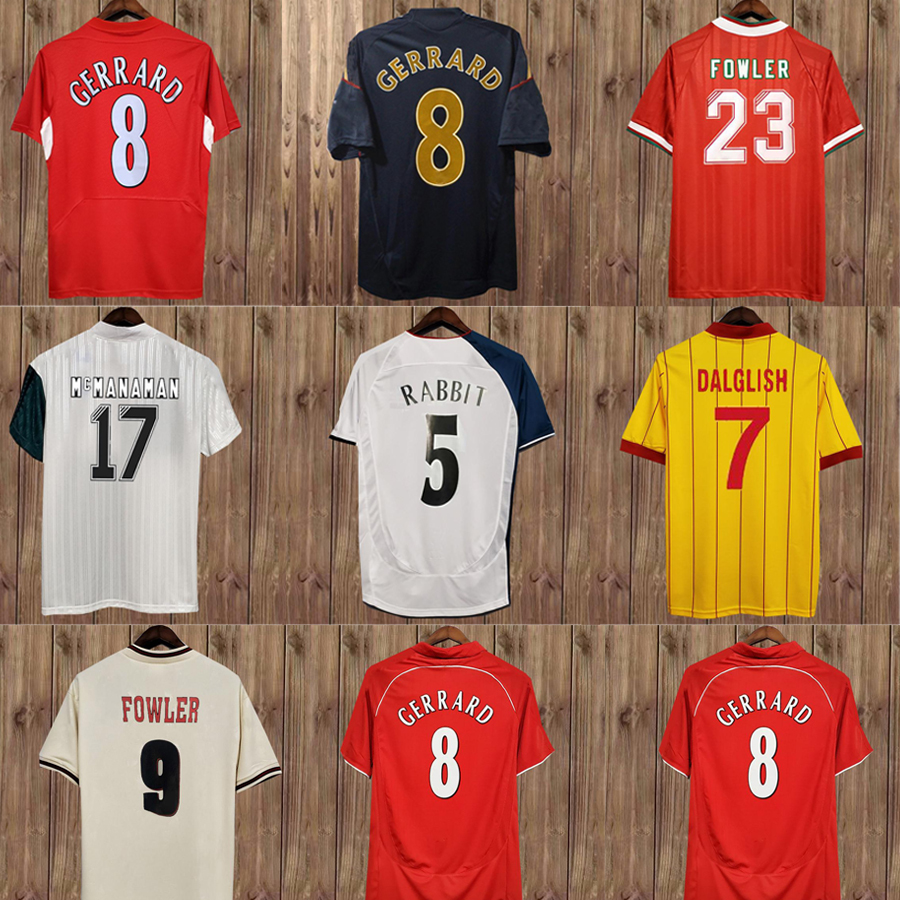 

93 95 DALGLISH HESKEY retro Soccer Jerseys FOWLER GERRARD TORRES KUYT Home AND Away Football Shirt Short Sleeve Adult kit Uniforms, Black