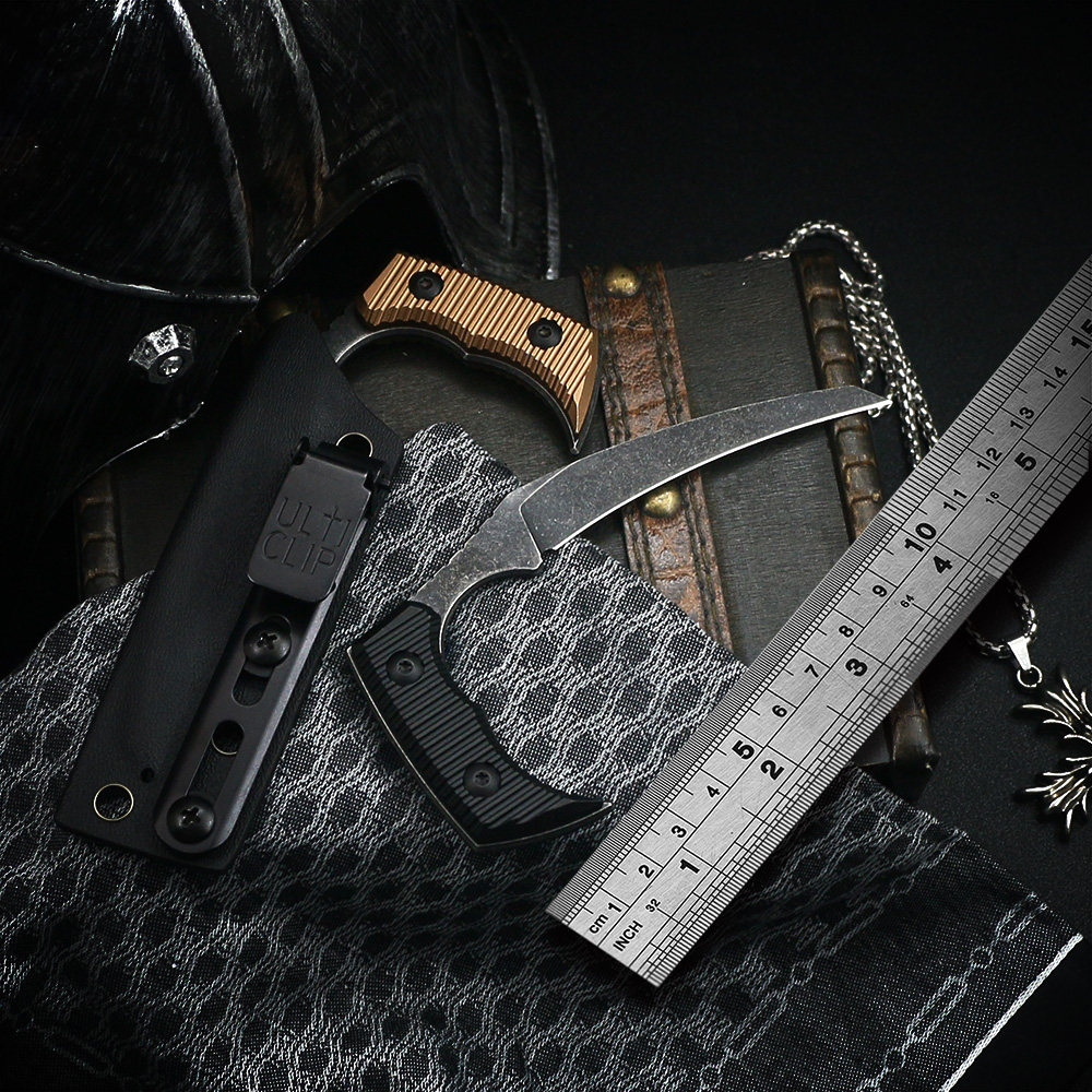 

Portable Mini Claw Knife D2 Blade Vicissitudes Of Stone Washing Aviation Aluminum Handle With Scabbard Outdoor EDC Tool Camping Adventure Su