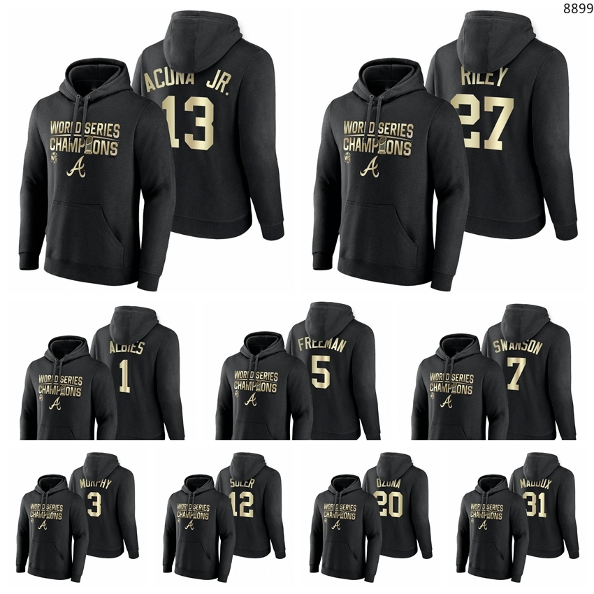 

AtlantaBravesMen Women Youth 13 Ronald Acuna Jr. 27 Austin Riley 5 Freddie Freeman 1 Ozzie Albies 7 Dansby Swanson 2021 World Series Champions Baseball Hoodie