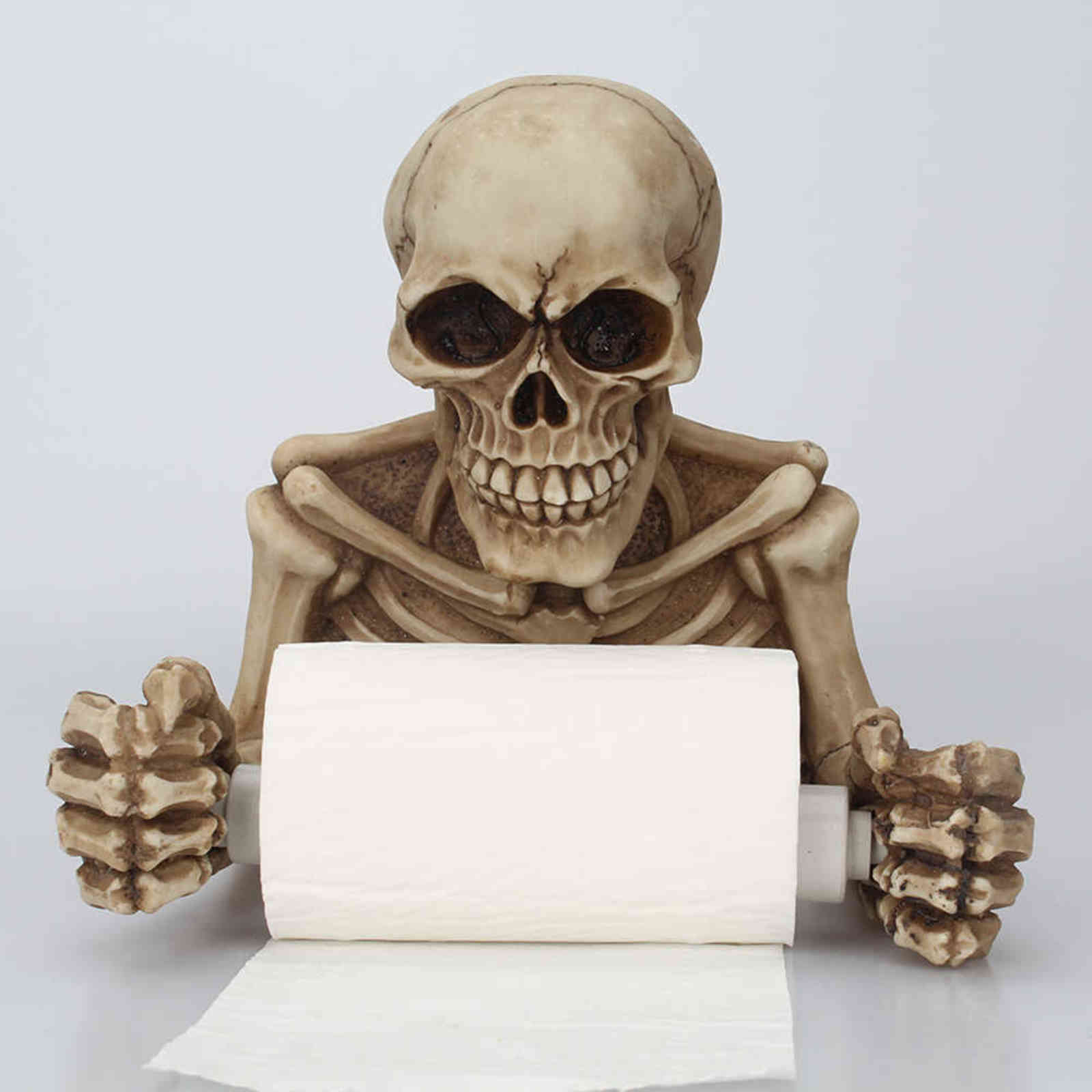

Skull Shape Paper Holder Resin Tissue Holder Wall Hanging Toilet Pumping Roll Paper Rack Halloween Party Decor H1112