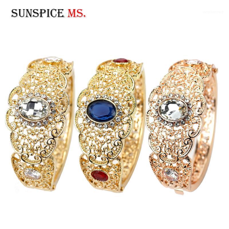 

Sunspicems Fashion Ethnic Flower Bangle For Women Arabic Wedding Banquet Jewelry Rose Gold Color Family Gift