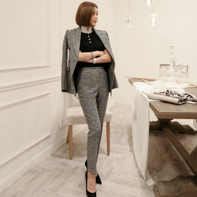 

business suits ladies Ensemble blazer pantalon femme Suit office women High quality slim Pants female 210527