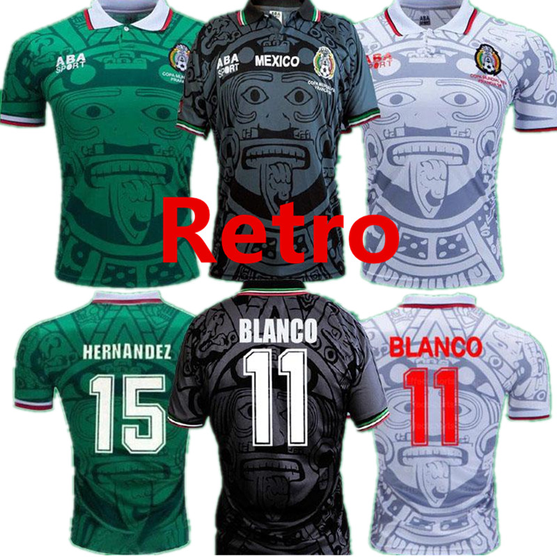 

86 94 95 98 06 Mexico Retro Soccer Jersey Home Away Football Shirts 1998 Men's Vintage BLANCO HERNANDEZ Campos Short Sleeve Sport Uniforms Camiseta Futbol, 06 home