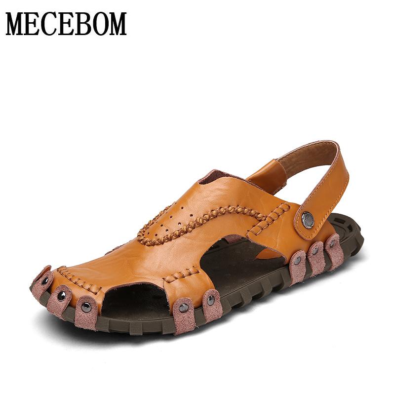 

Sandals Men Summer Leisure Genuine Leather Comfortable High Quality Slippers Casual Footwear Size 38-44 021m, Black