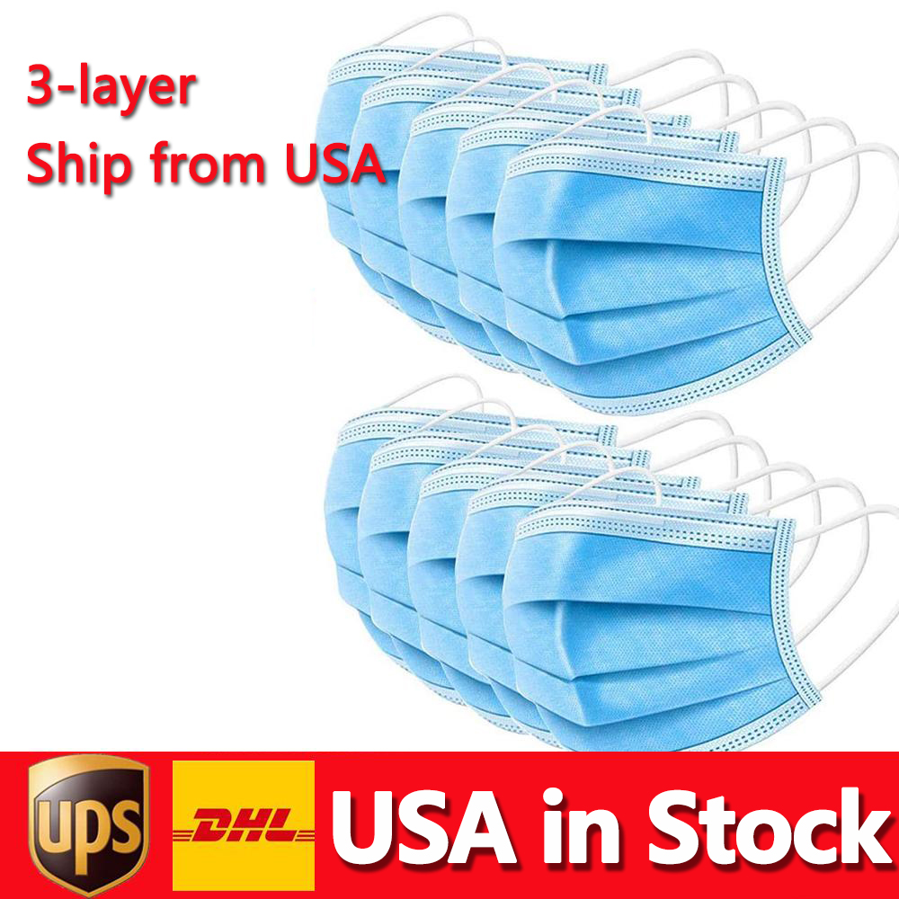 

USA in Stock Disposable Mask Thick 3-Layer Protection and Personal Health with Earloop Mouth Sanitary Face Masks