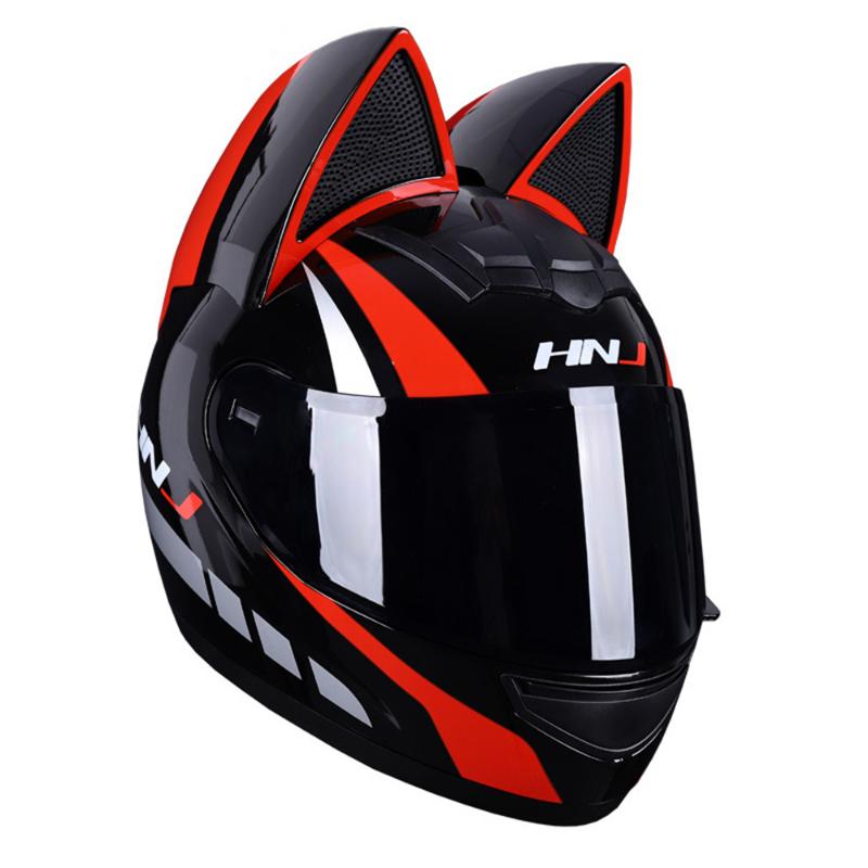 

Motorcycle Helmets Full Face Breathable Casco Moto Helmet Cat Ears Streamlined For Women Men, F1404wh