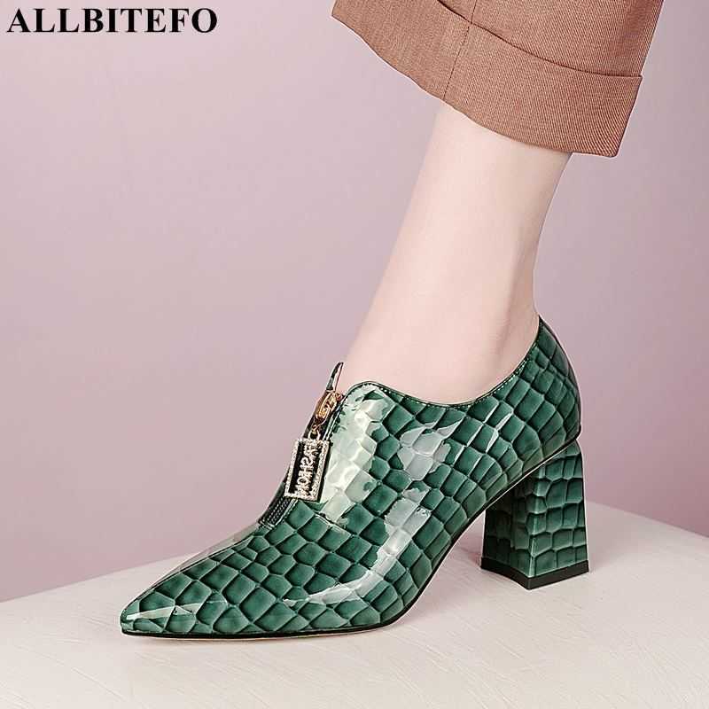 

ALLBITEFO real genuine leather women high heels butterfly green fashion sexy women heels shoes women pumps high heel shoes 210611, As picture