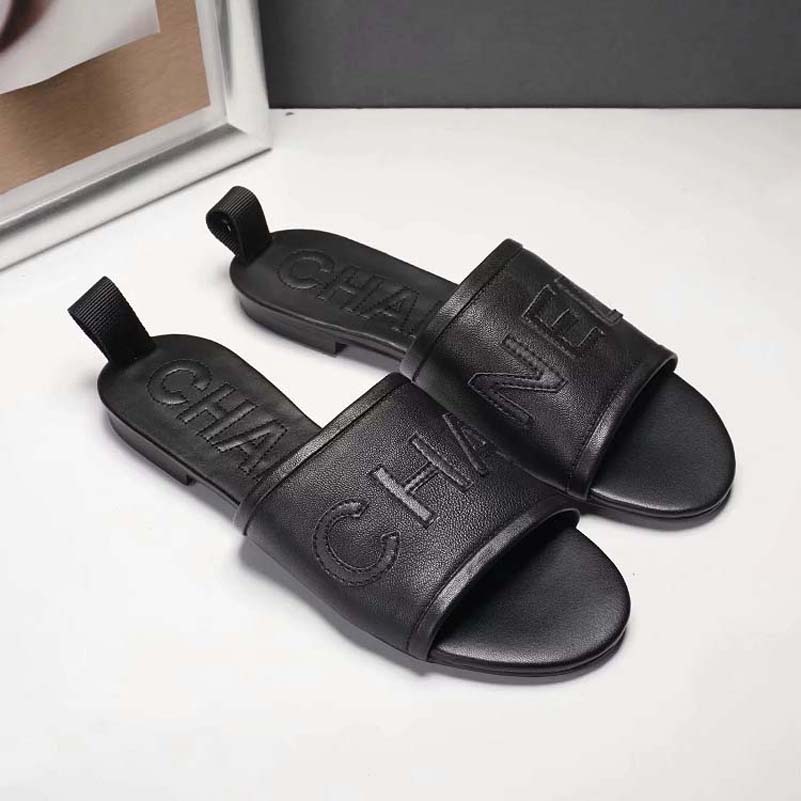

Luxury Brand Sandals Luxurys Designers Chanel Slippers Slides Floral Brocade Genuine Leather Flip Flops Women Shoes Sandal bagshoe1978 020, #3