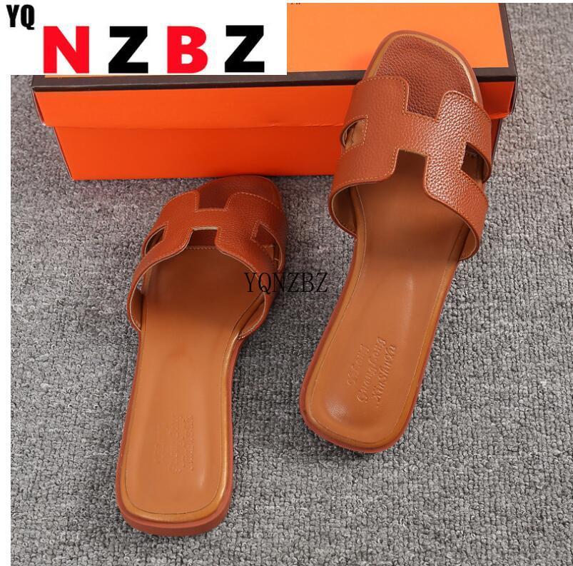 Pantoufles femmes H chaussures plates Design Toe carré Femme Sandales Pu en cuir Lies Enfants bébé enfant enfant