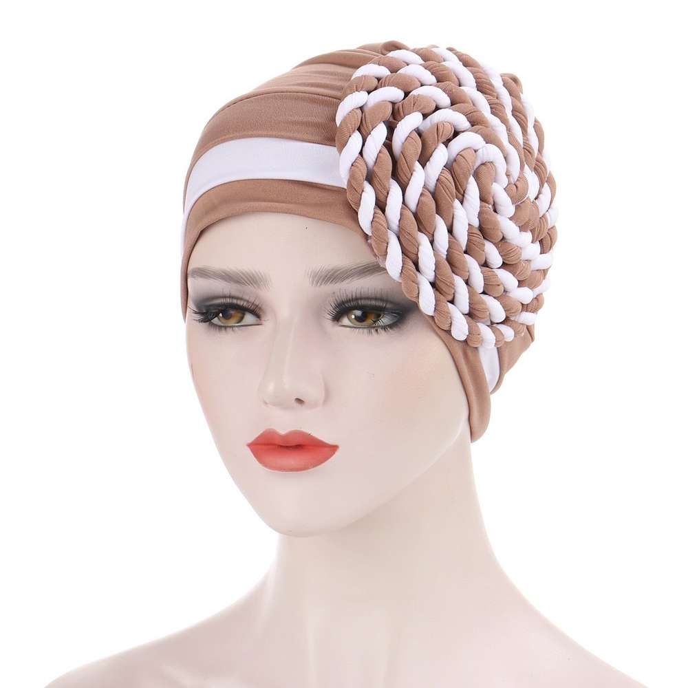 

Sun hat Muslim side braid two color silk milk Indian headgear, Blue;gray