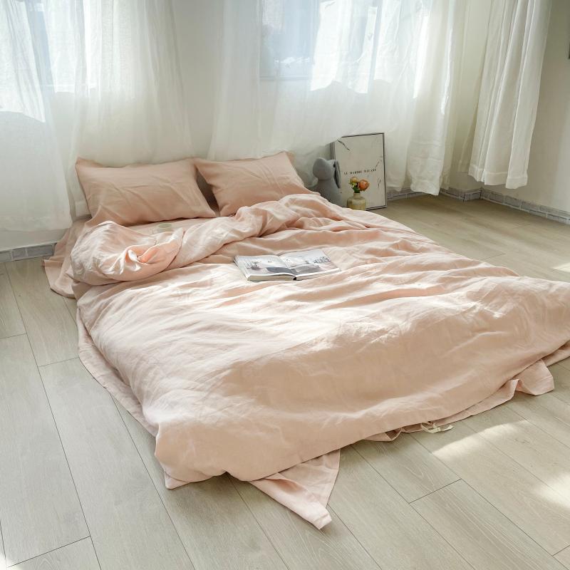 

Bedding Sets Enzyme Wash Old Pink Four Piece Set Bed Sheet Quilt Cover Pillow Case