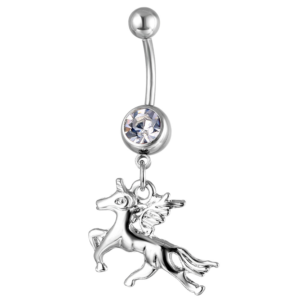 

D0022 Horse Belly Navel Button Ring Silver Color