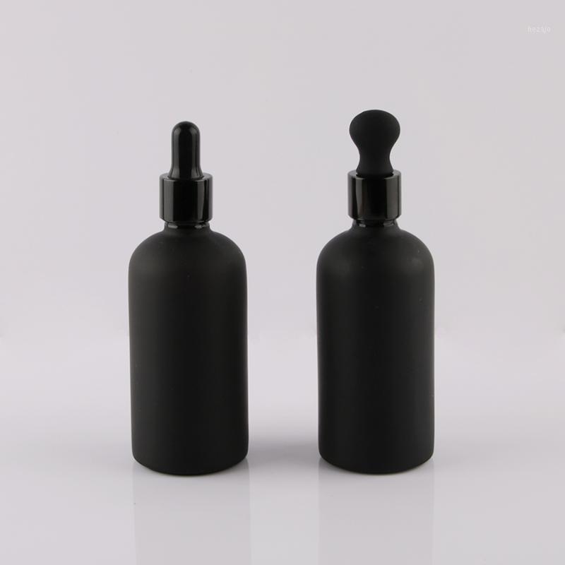 

Storage Bottles & Jars Wholesales 8pcs 100ml Matte Frosted Black Glass Dropper Bottle Empty Perfume Liquid Essential Oil