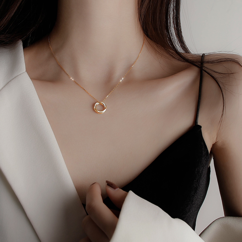 New circle necklace light luxury niche delicate necklace chain of clavicle woman contracted temperament-image-708897996