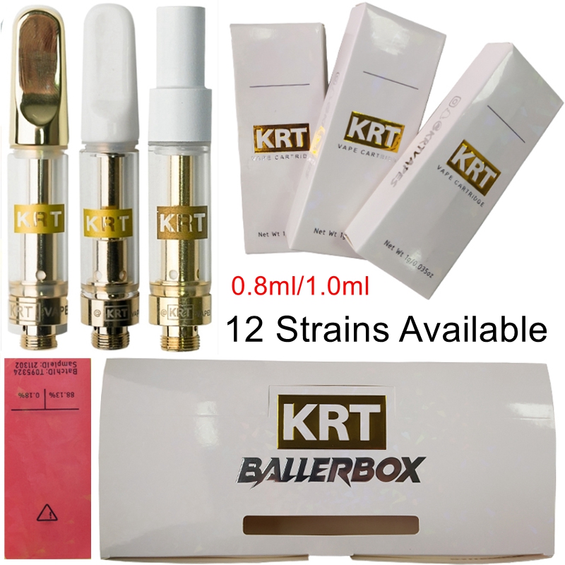 

KRT Atomizers Empty Vape Cartridges Packaging 0.8ml 1ml Ceramic Oil Dab Pen Wax Vaporizer Thick Oil Atomizer 510 Thread Vape Carts