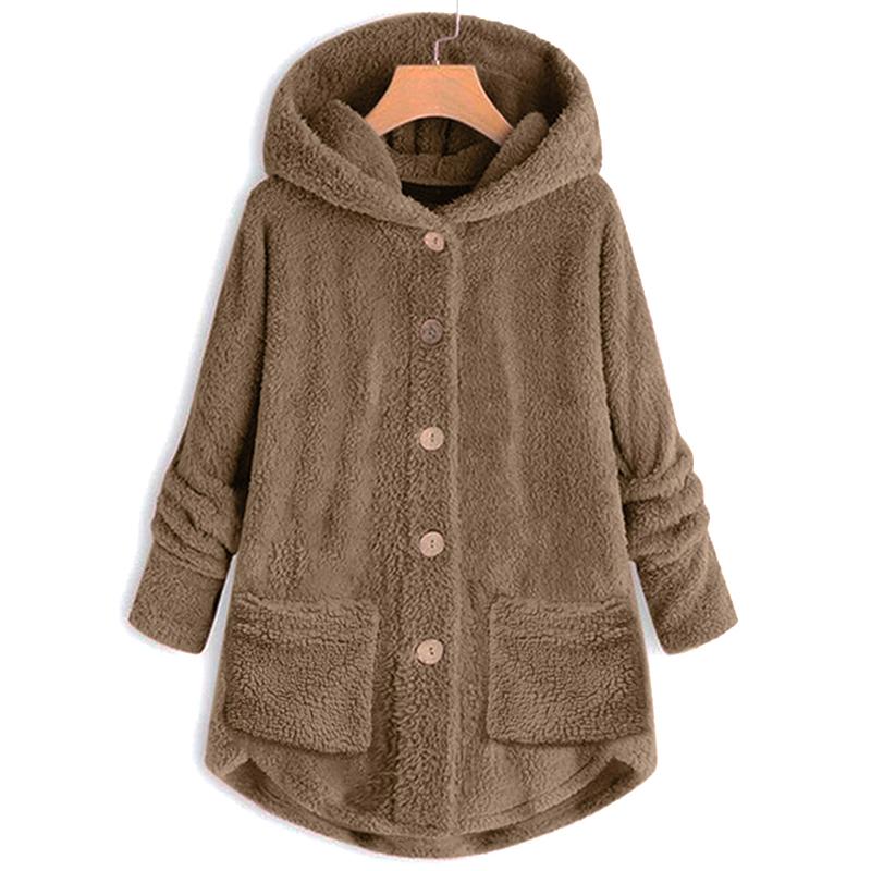 

Coats And Jackets Women Winter Fur Coat Plus Size Long Sleeve Warm Female Oversize Hooded Jacket Women, Gray