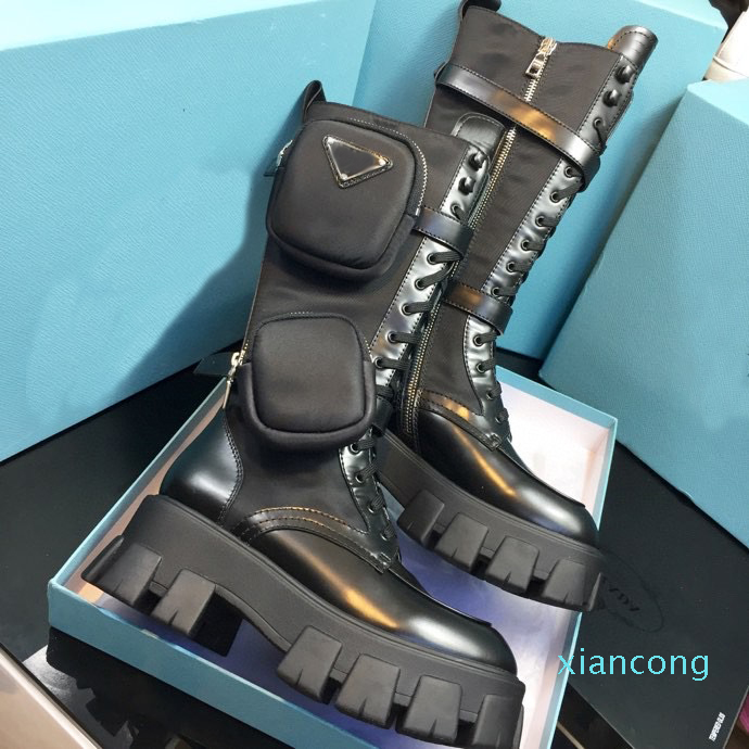 

Designer- Women Boots the knee high Martin Bootis and Nylon Boot military inspired combat bootes nylons pouch attached ankle