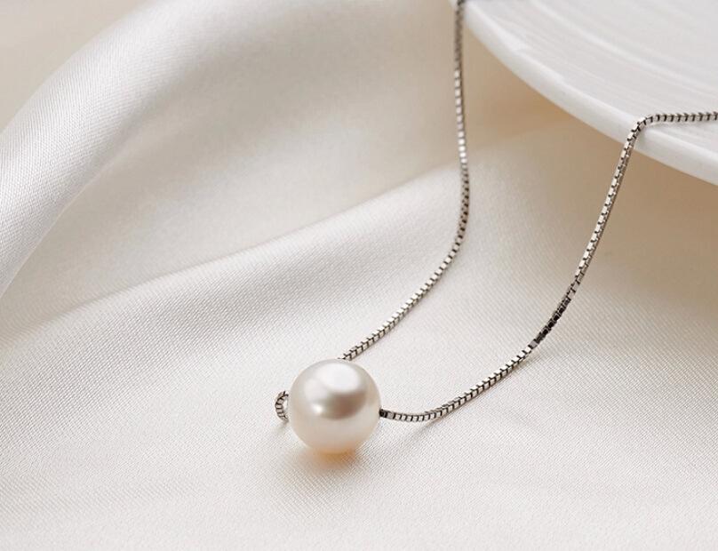 

Chains YAOLOGE Fashion 925 Sterling Silver Natural Freshwater Pearl Pendant Necklace Ladies Long Jewelry