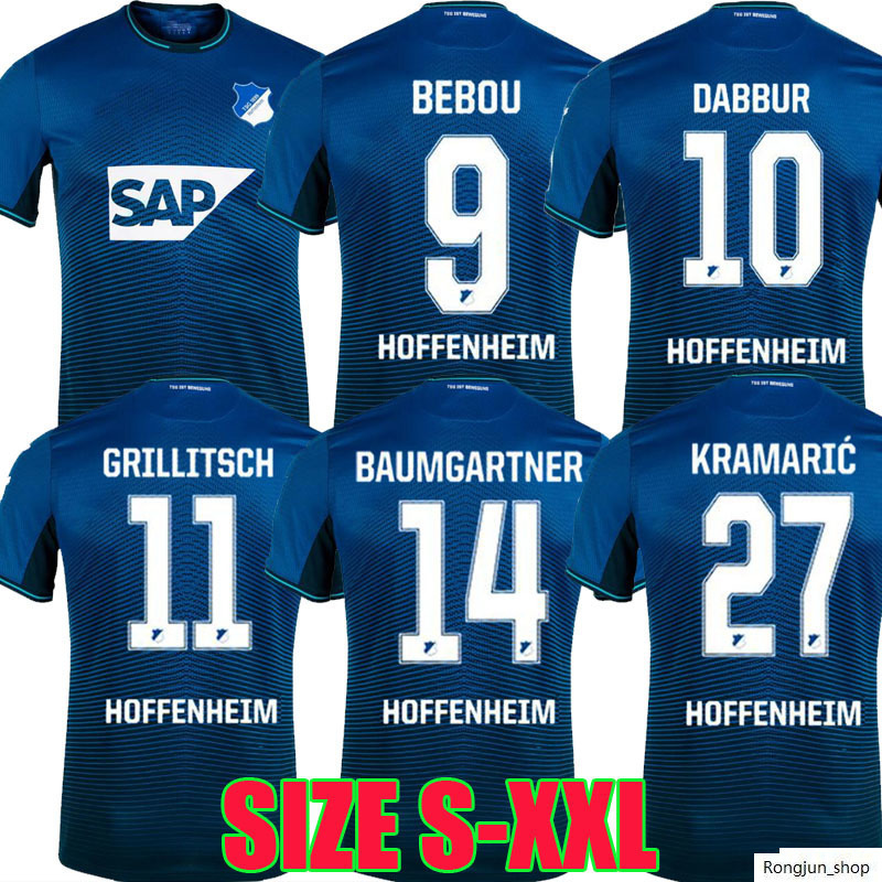 

21 22TSG 1899 Hoffenheim soccer jersey home biut 2021 2022 BEBOU DABBUR Kramaric GRILLITSCH BAUMGARTNER football shirts top thailand quality, Home 1