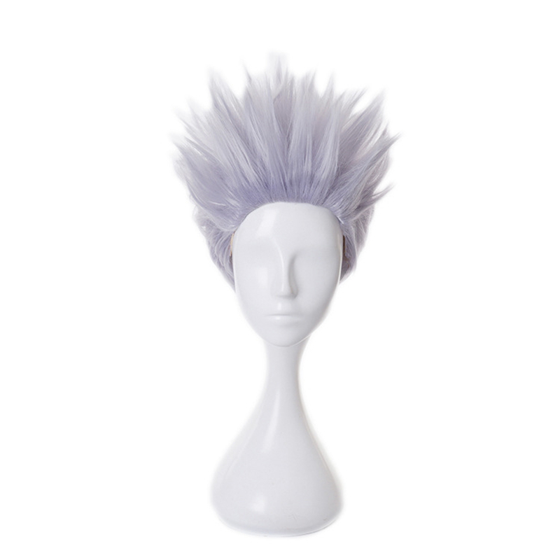 

Gojo Satoru Cosplay Wig Anime Jujutsu Kaisen Silver Short Fluffy Layered Heat Resistant Fiber Hair Wig + Hairnet