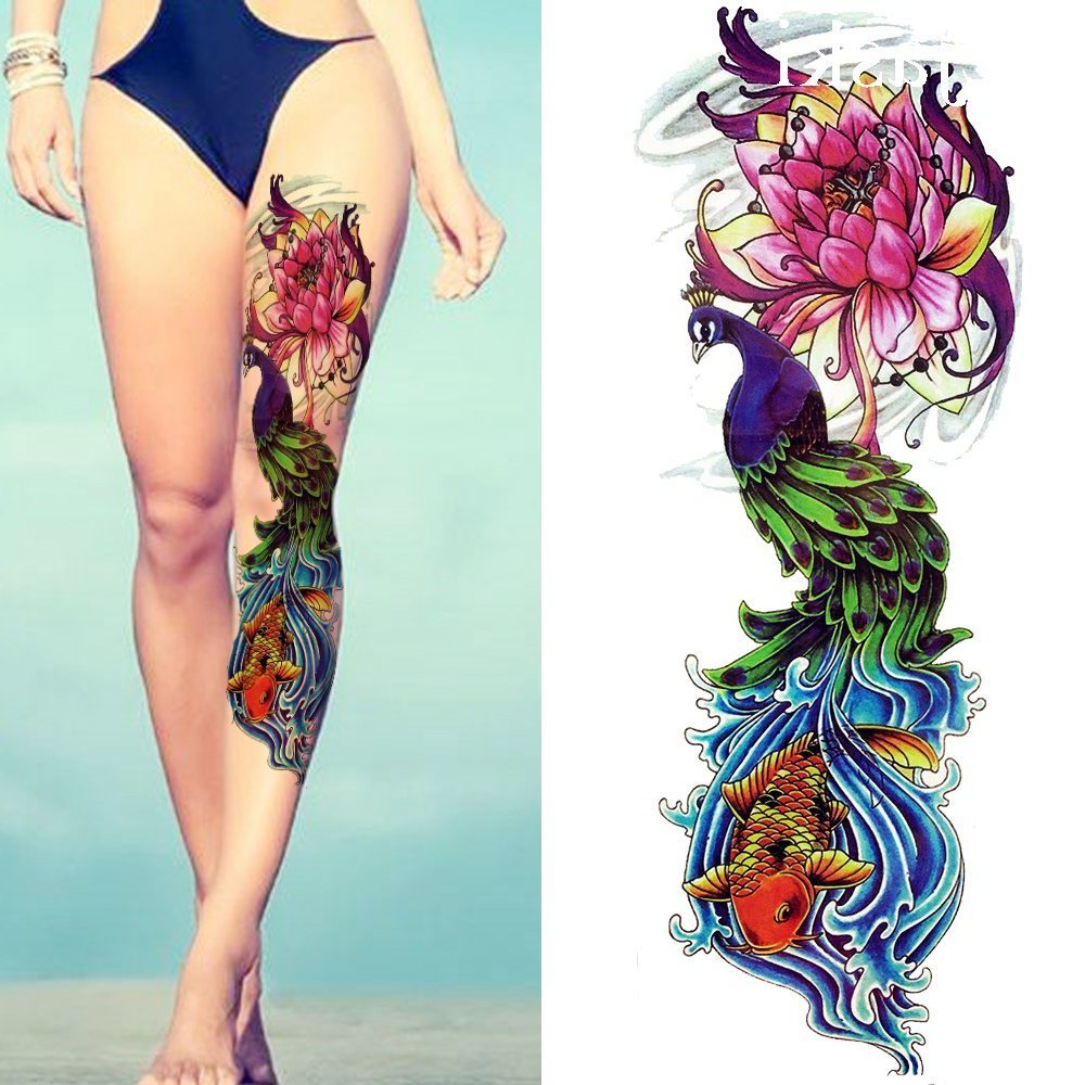 

Watercolor Women Flower Temporary Clock Full Arm Art Tattoo Stickers Skull Beach Water Transfer Flash Tatto Girl Shoulder