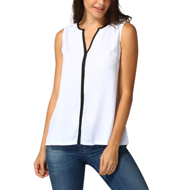 

Women' Blouses & Shirts Women Blouse Sexy Casual Loose Sleeveless Fashion V Nock Tops Summer Solid, As pic