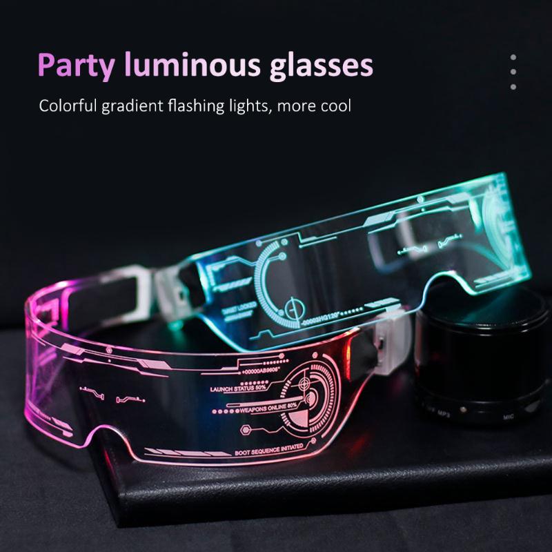 

Outdoor Eyewear Colorful Luminous Glasses Windproof Cycling Goggles Eyeglasses EL Wire LED Light Up Year Decoration Party Prop Mask