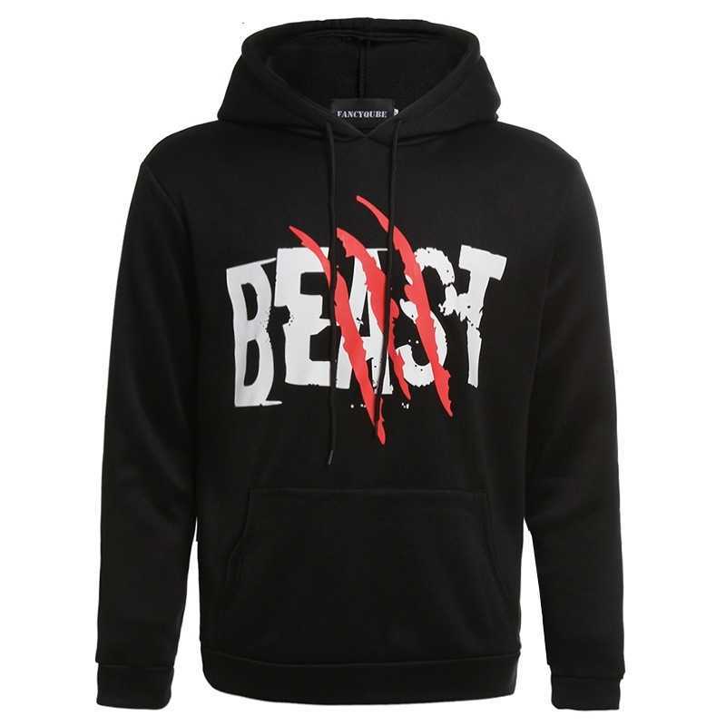 

hoodiesNew couple BeastBeauty print Hoodie, Black