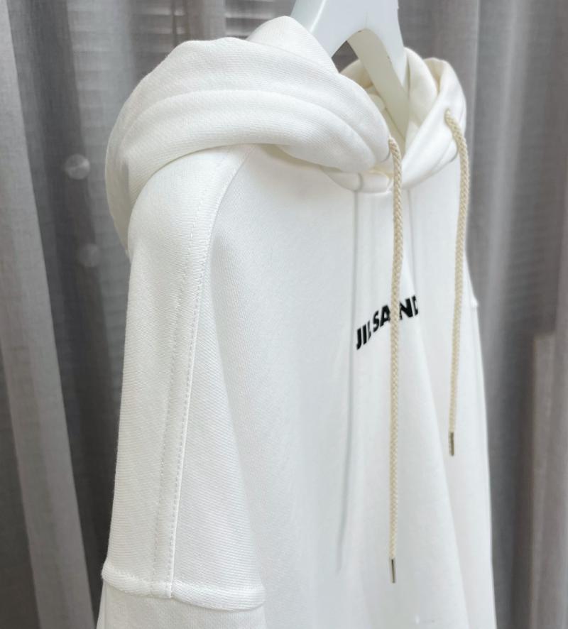 

Men' Hoodies & Sweatshirts High Quality JIL 21 Early Spring Minimalist Small Letters Printing Profile Hooded Fleece Lovers, White