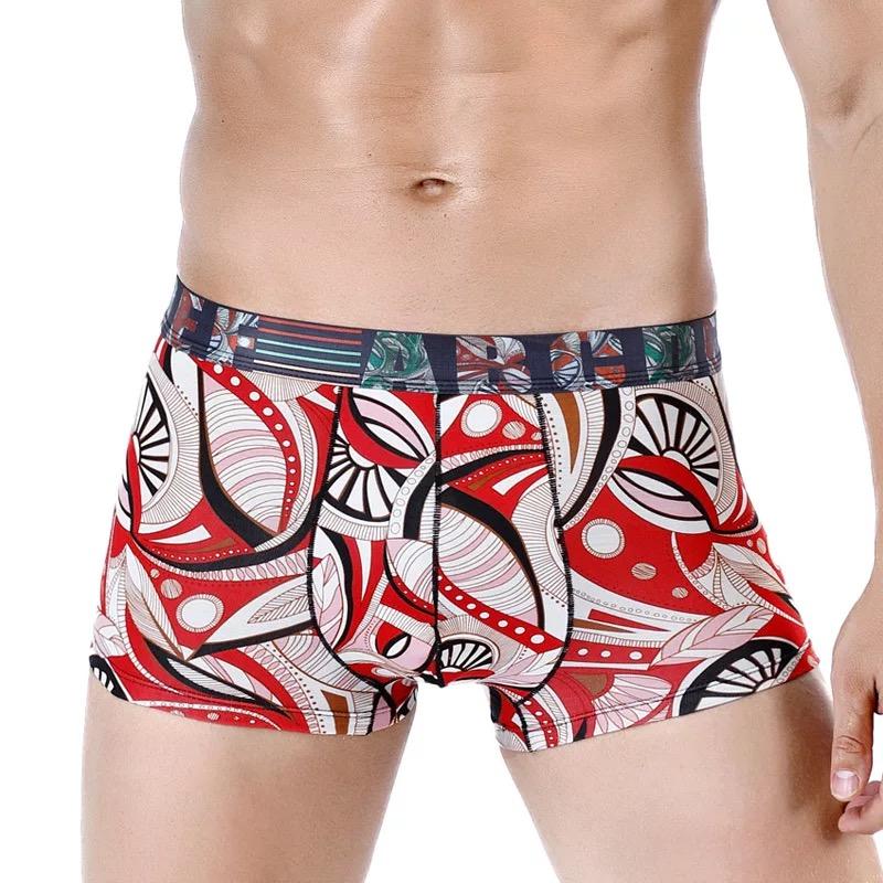 

Underpants 3pcs Direct Sale Men's Modal Cotton Reactive Printing Boxer Briefs Trendy 13 Colors 3XL Exotic