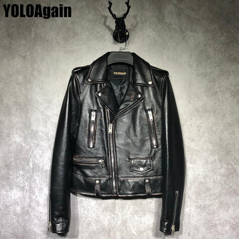 

Women's Leather & Faux YOLOAgain Women Genuine Jacket Ladies High Street Black Real