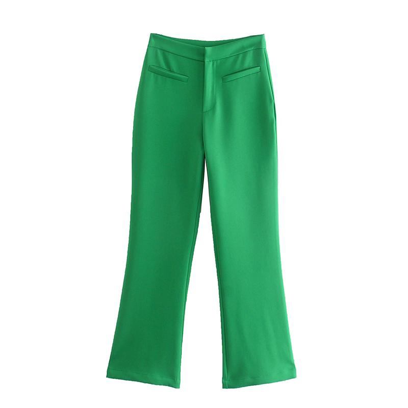 

Women's Pants & Capris YENKYE Spring Women Trousers High Waist Office Mini Flare Ladies Pantalones, Black;white