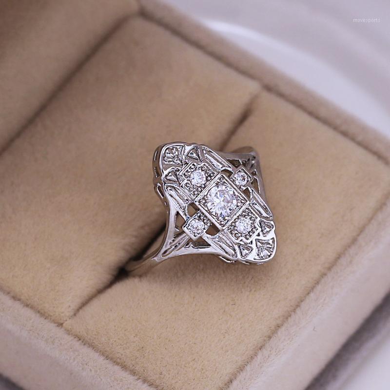 

Wedding Rings CAOSHI Trendy Style Geometric Shape With Dazzling Tiny Cubic Zirconia Ring For Women Artistic Engagement Jewelry Wholesale Bul1