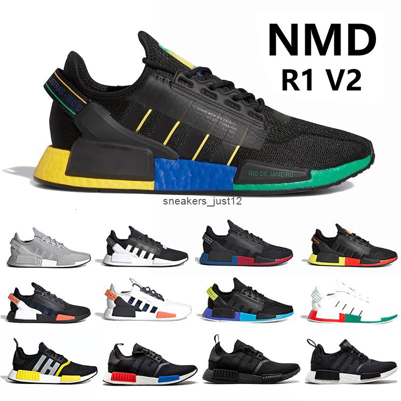 

NMD R1 V2 des chaussures Core Black White Mens Running Shoes OG Bred Metallic Gold Triple Men Women Sports Designer Sneakers Size 3